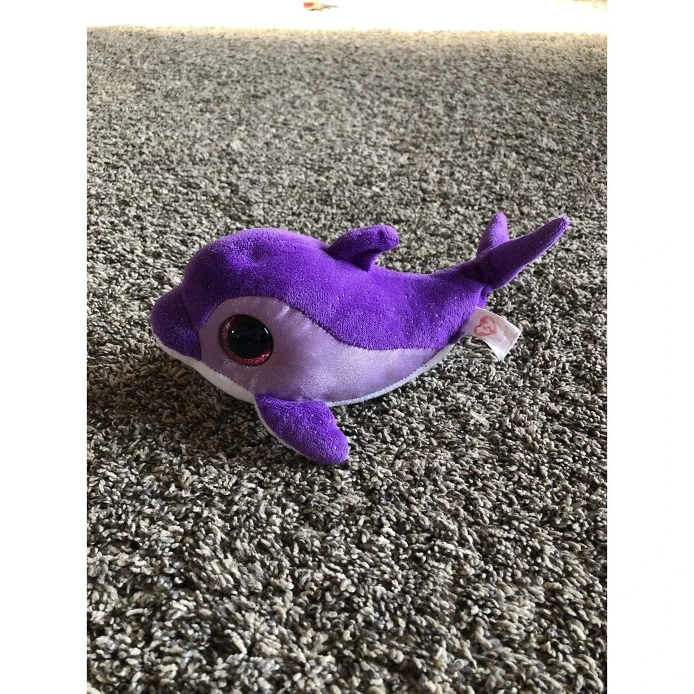 TY Beanie Boos FLIPS DOLPHIN‎ Purple Plush 8